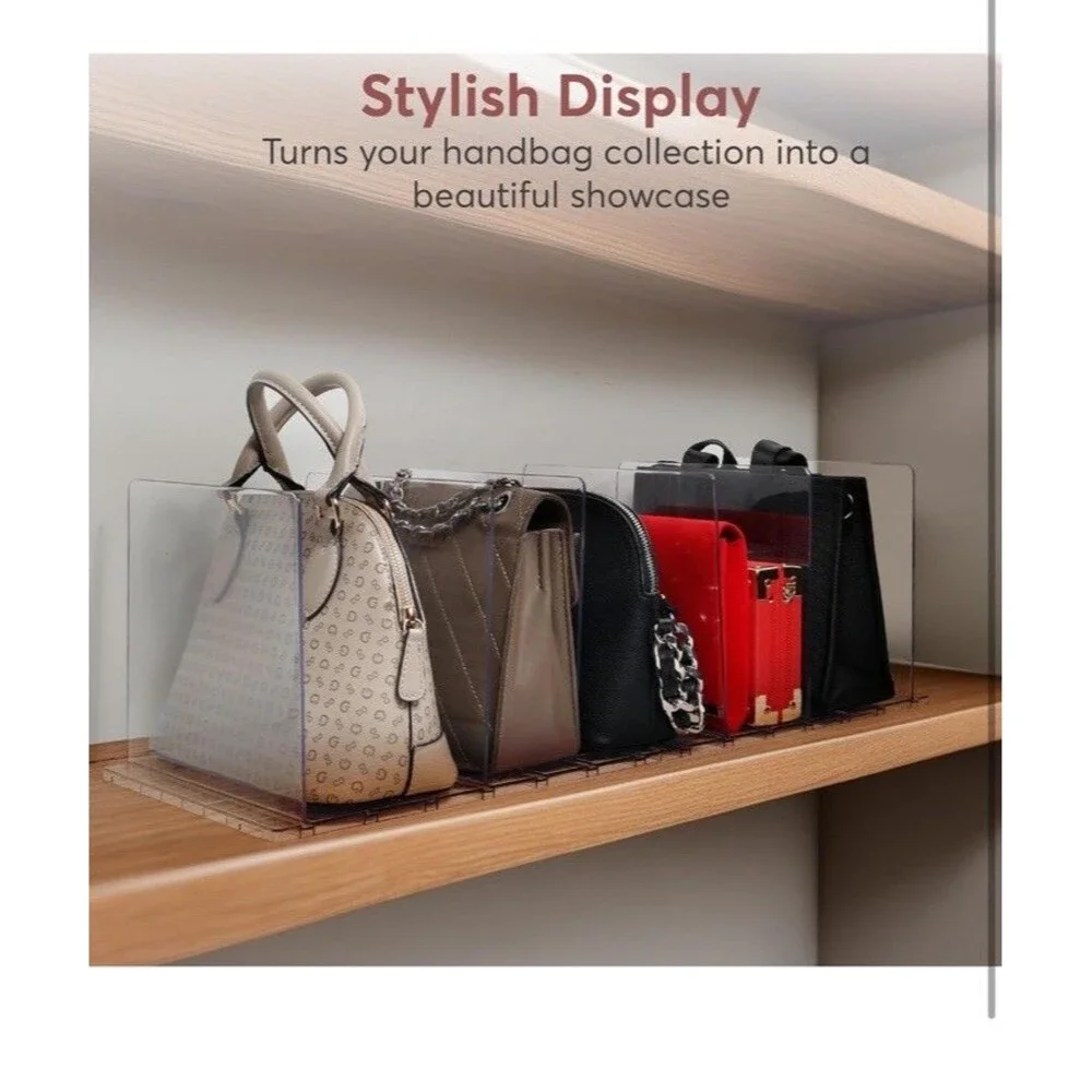 Plastic Purse Organizer Closet - Pack of 2 Handbag Organizer with Adjustable ...